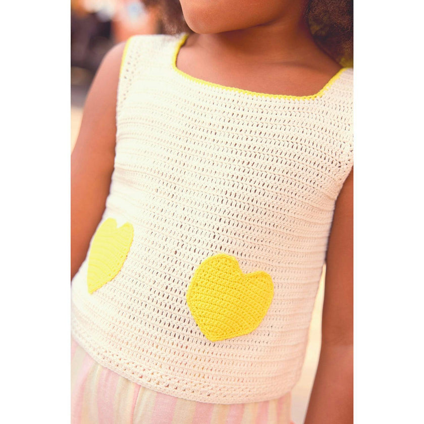 BONTON Citron Heart Pocket Crochet Vest