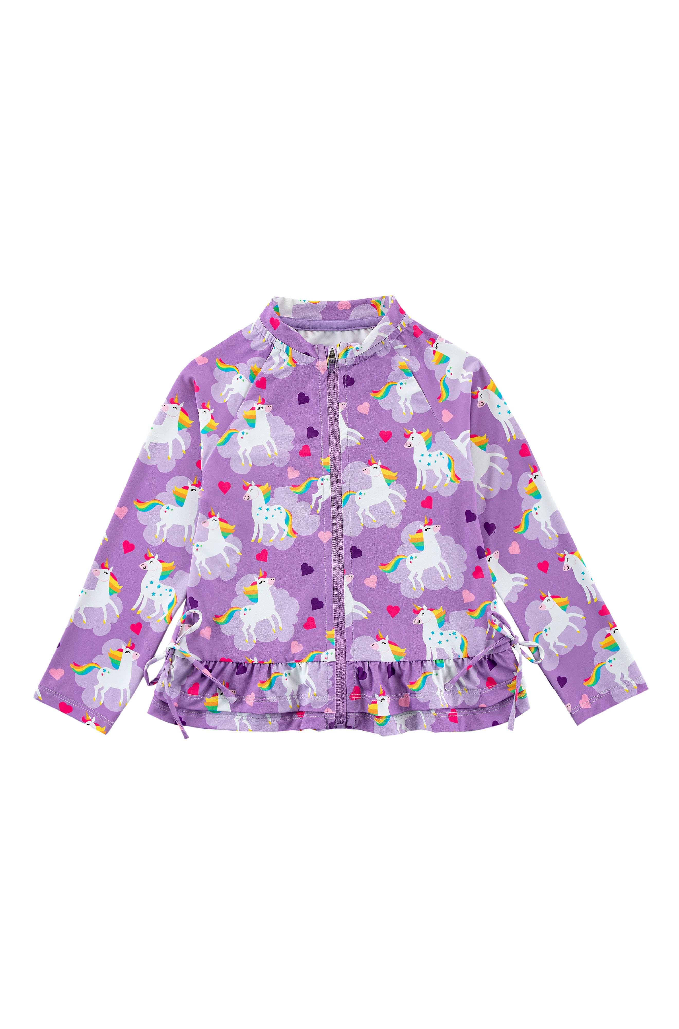 Raya UPF 50+ Ruffled Zip Up Sun Protection Jacket, Unicorn