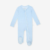 Blue Gingham Footie Zippered One Piece