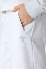 Girls Wide Leg Sweatpant in Light Ash Gray