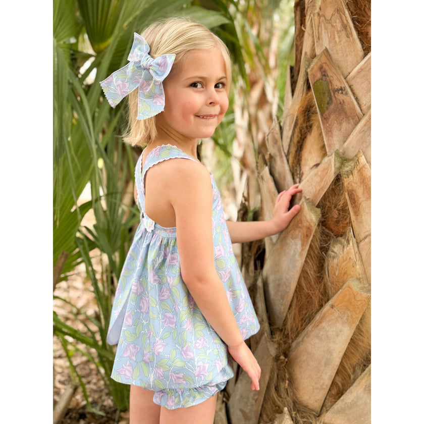 Swetes Bloomer Set in Blue with Lavender Bougainvillea