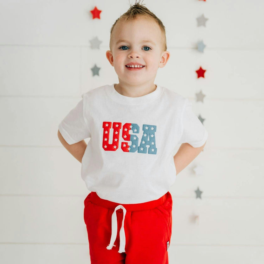USA Puff Ink Short Sleeve T-Shirt - White