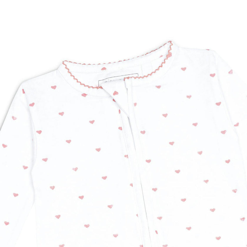 baby pink heart pima footie