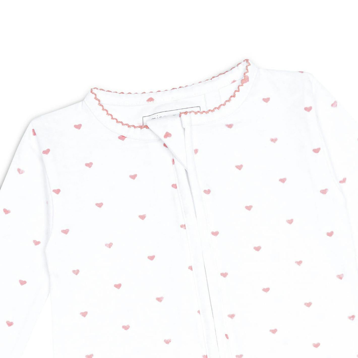 baby pink heart pima footie