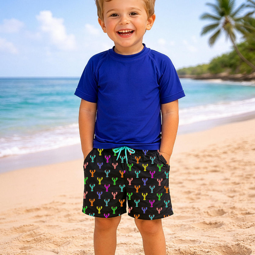 Dylan Boys Multicolor Lobster Print Board Shorts