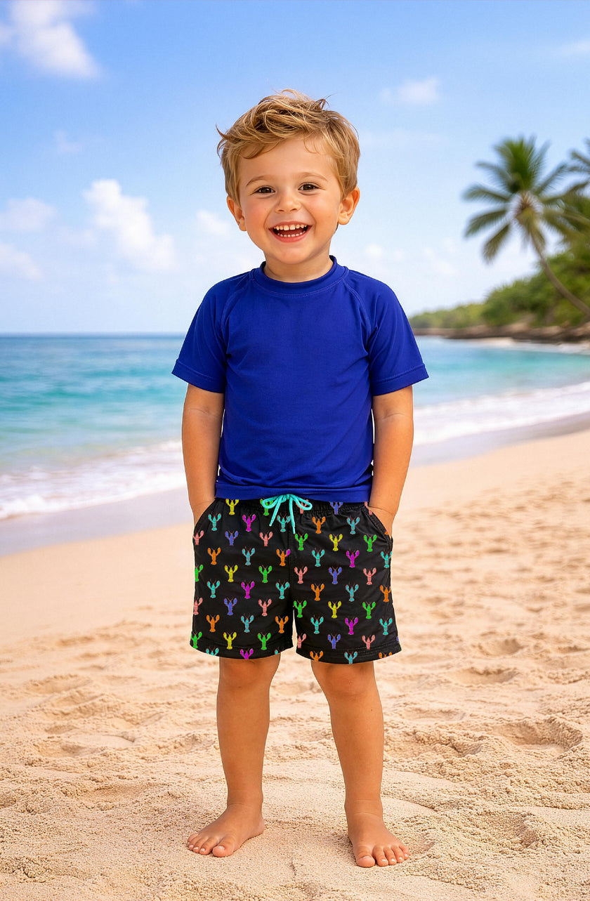 Dylan Boys Multicolor Lobster Print Board Shorts