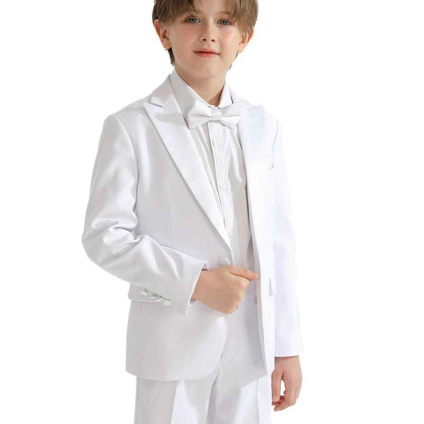 White Peak Lapel Trim Wool Suit