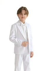White Peak Lapel Trim Wool Suit