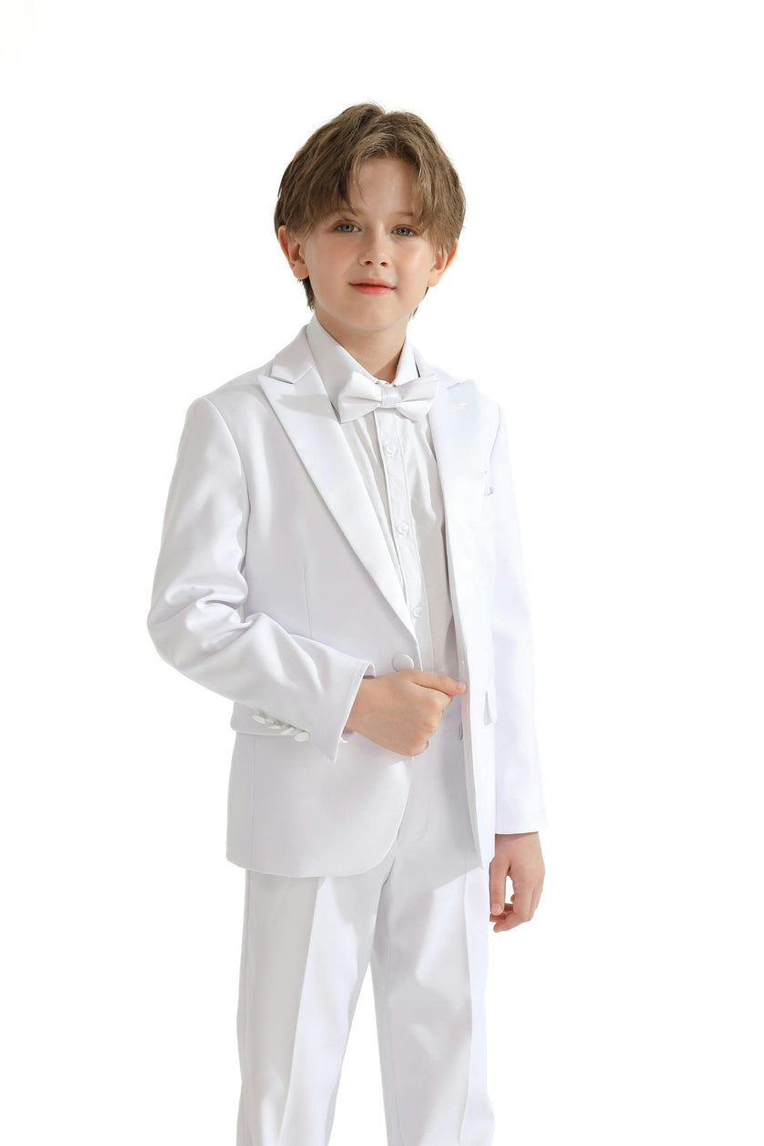 White Peak Lapel Trim Wool Suit