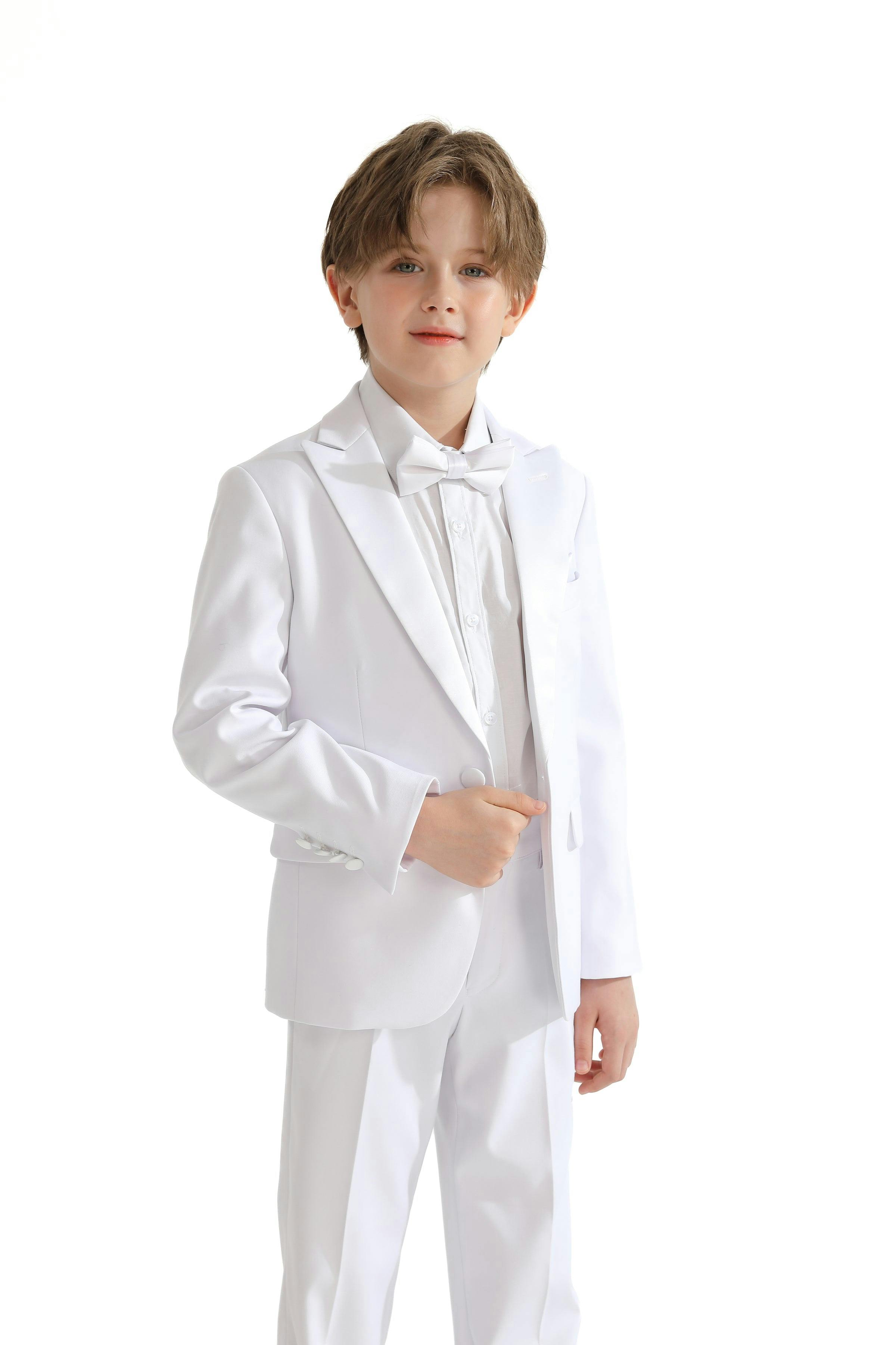 White Peak Lapel Trim Wool Suit