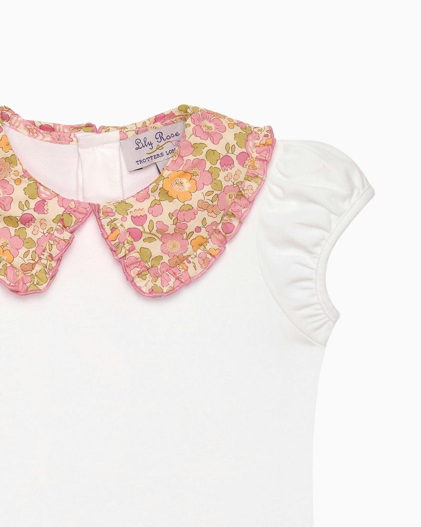 Pie Crust Jersey Top in Peach Sparkle Betsy