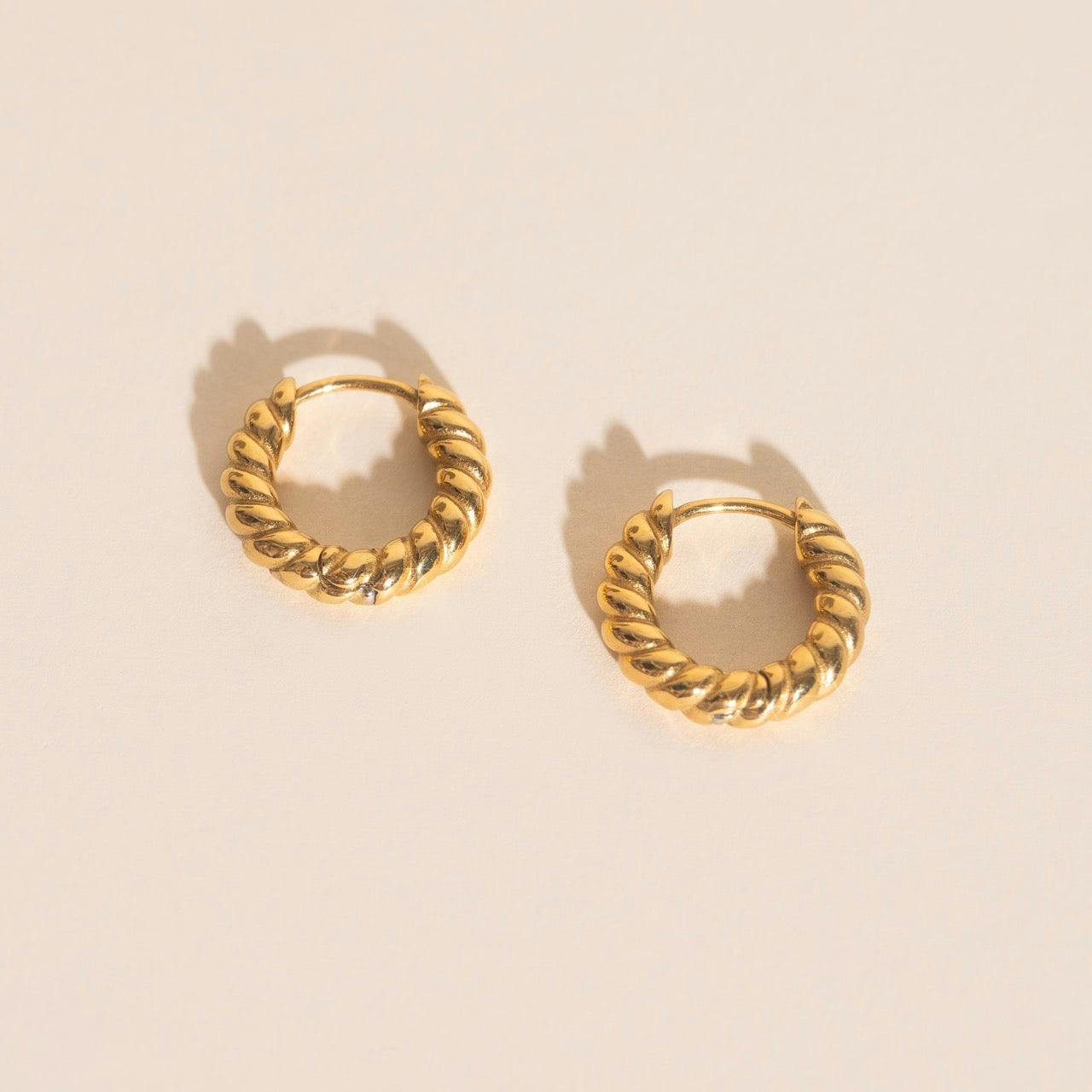 Rope Chunky Rounded Huggie Hoop Earrings