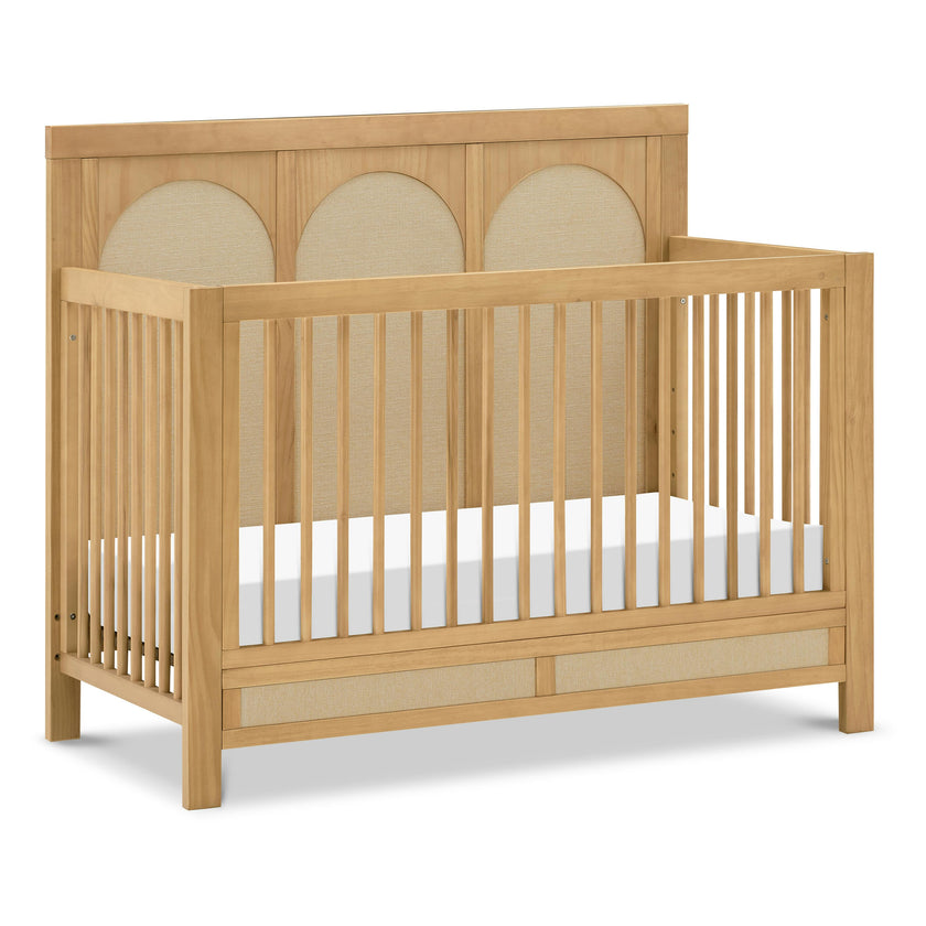 Eloise 4-in-1 Convertible Crib in Honey and Performance Sand Eco-Weave