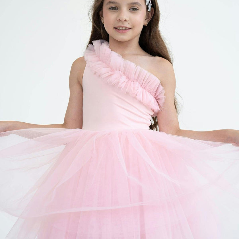 One Shoulder Ruffle Tutu Dress