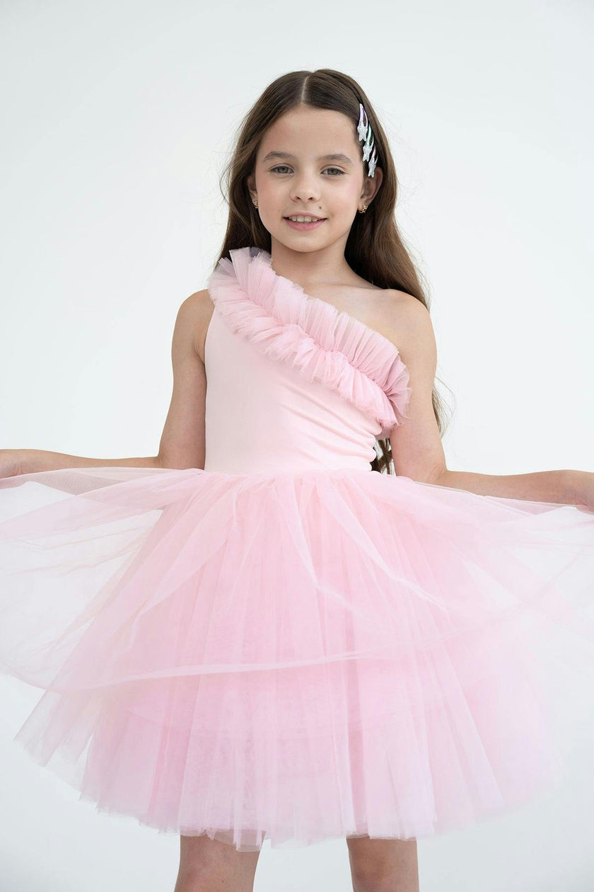 One Shoulder Ruffle Tutu Dress