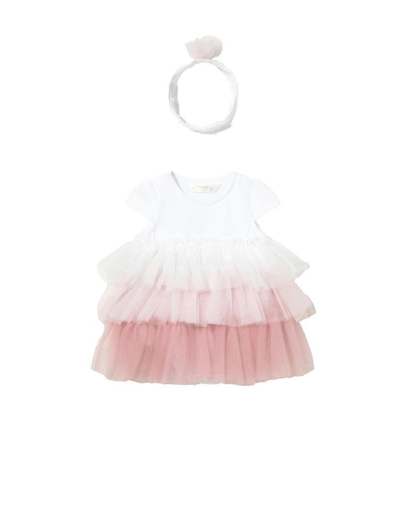 Pink Ruffled Romper With Headband