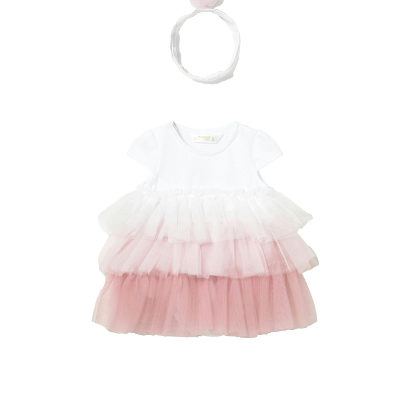 Pink Ruffled Romper With Headband