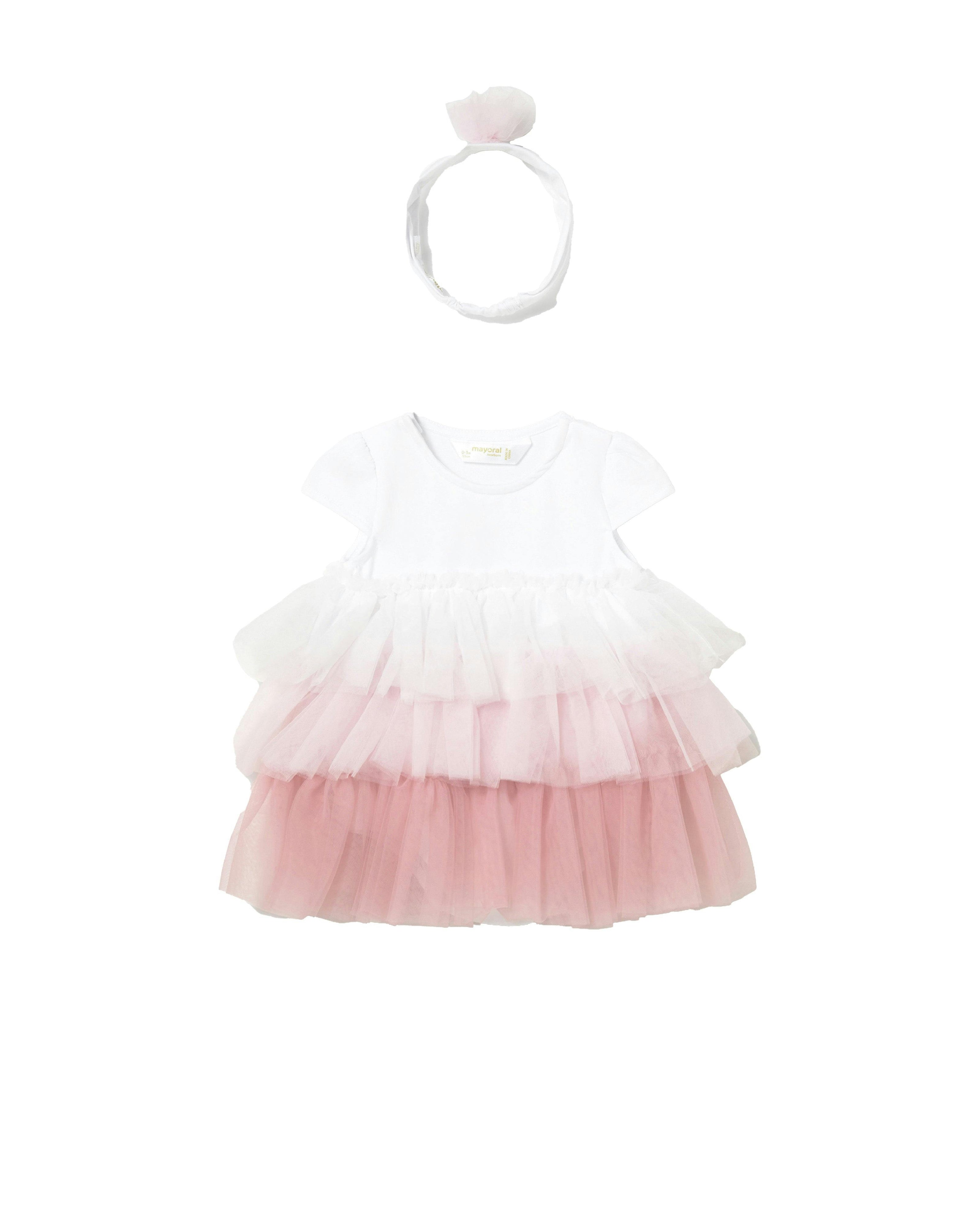 Pink Ruffled Romper With Headband