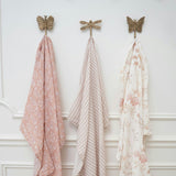 Violet Cotton Muslin Swaddle Blanket Set (Wildflower, Set of 3)