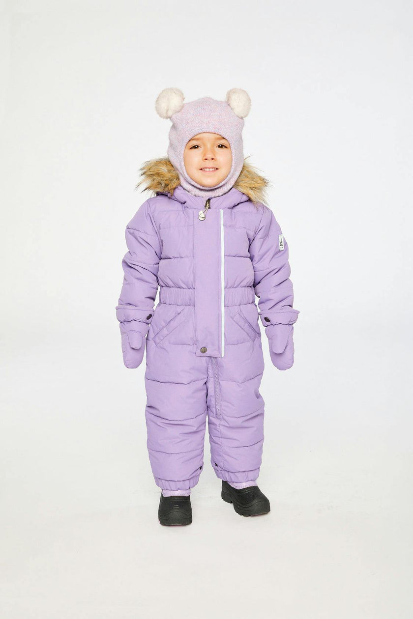 Baby Original One Piece Puffy Snowsuit With Removable Mittens And Boots Violet