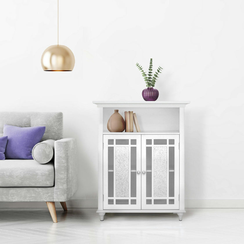 Windsor Wooden Floor Cabinet with Glass Mosaic Doors