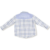 Blue Plaid - Long Sleeve Western Pearl Snap Shirt