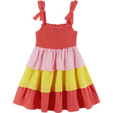 Girls Layered Gauze Dress | Color Blocked