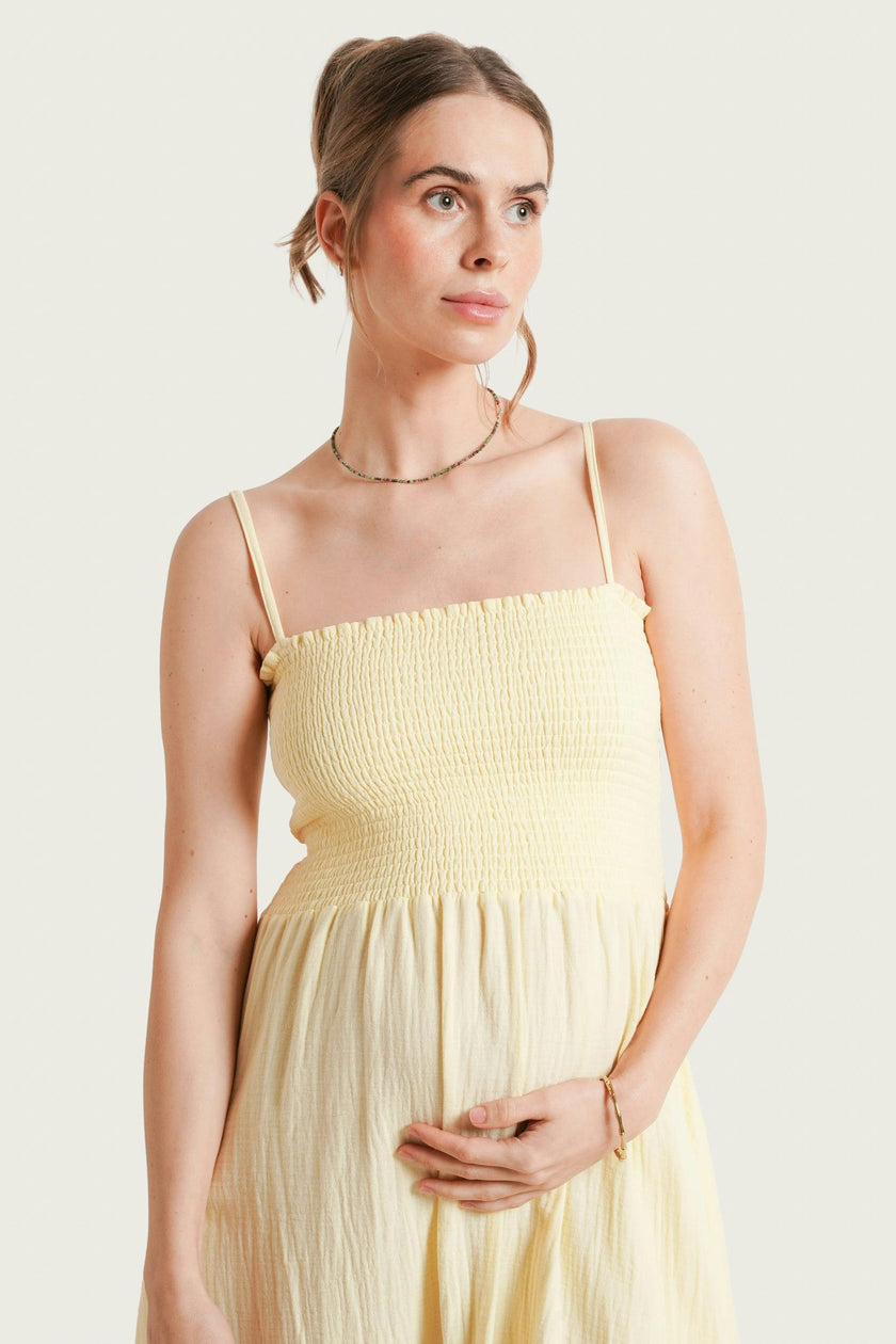 The Easy Smocked Maternity Midi Dress