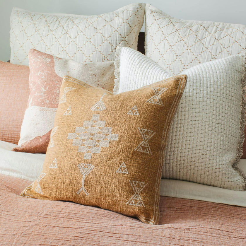 Sunrise Two-Tone Yellow & White Accent Pillow