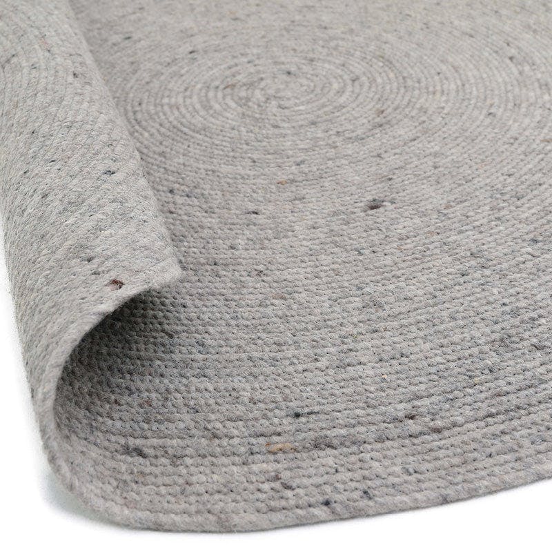 Neethu Hand-Crafted Felted Wool Round Rug, Grey