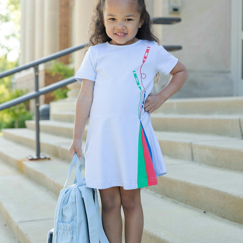 Stripe Knit Dress with Crayons