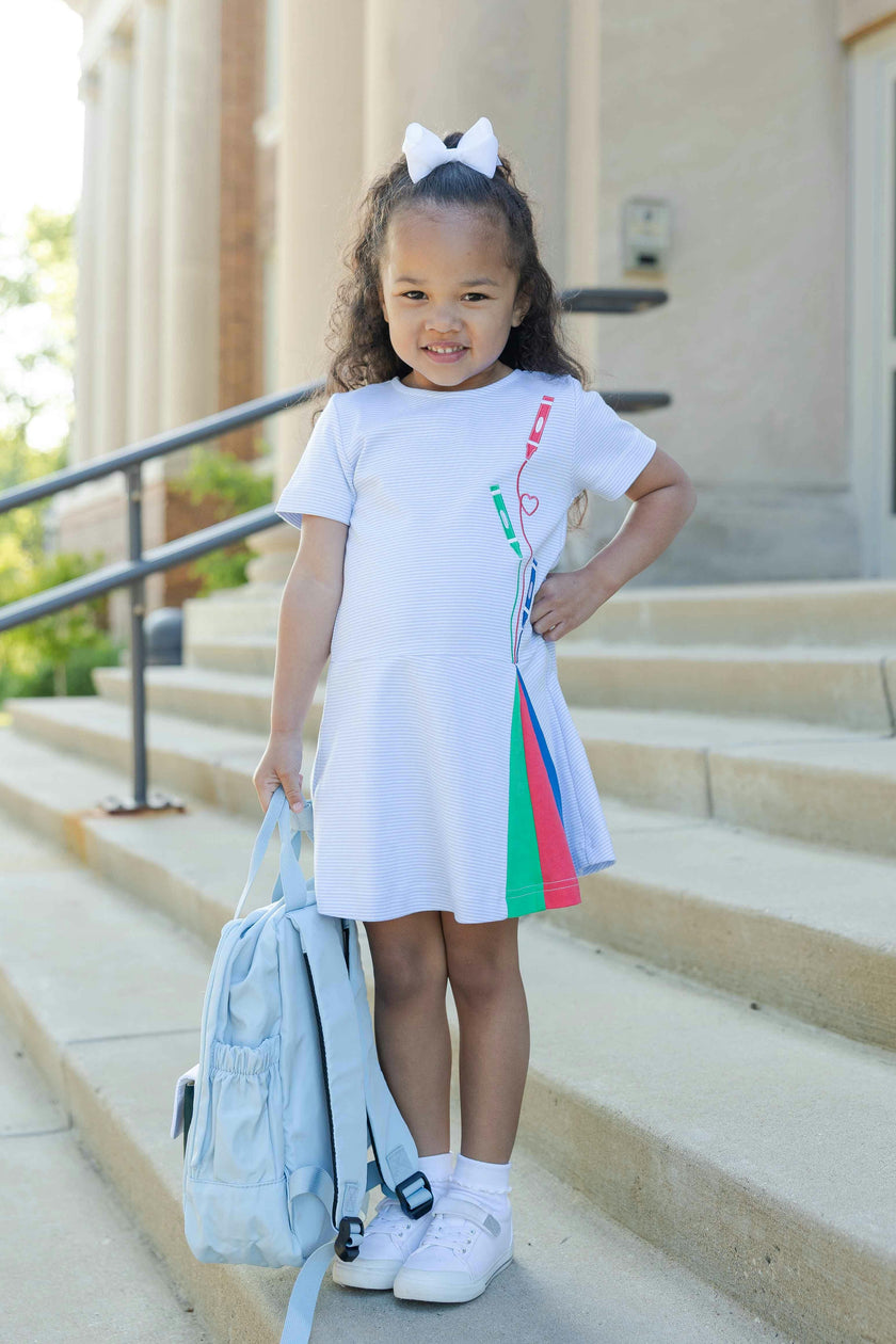 Stripe Knit Dress with Crayons