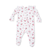 Pink Rosettes - 2 Way Ruffle Sleeve Zipper Footie