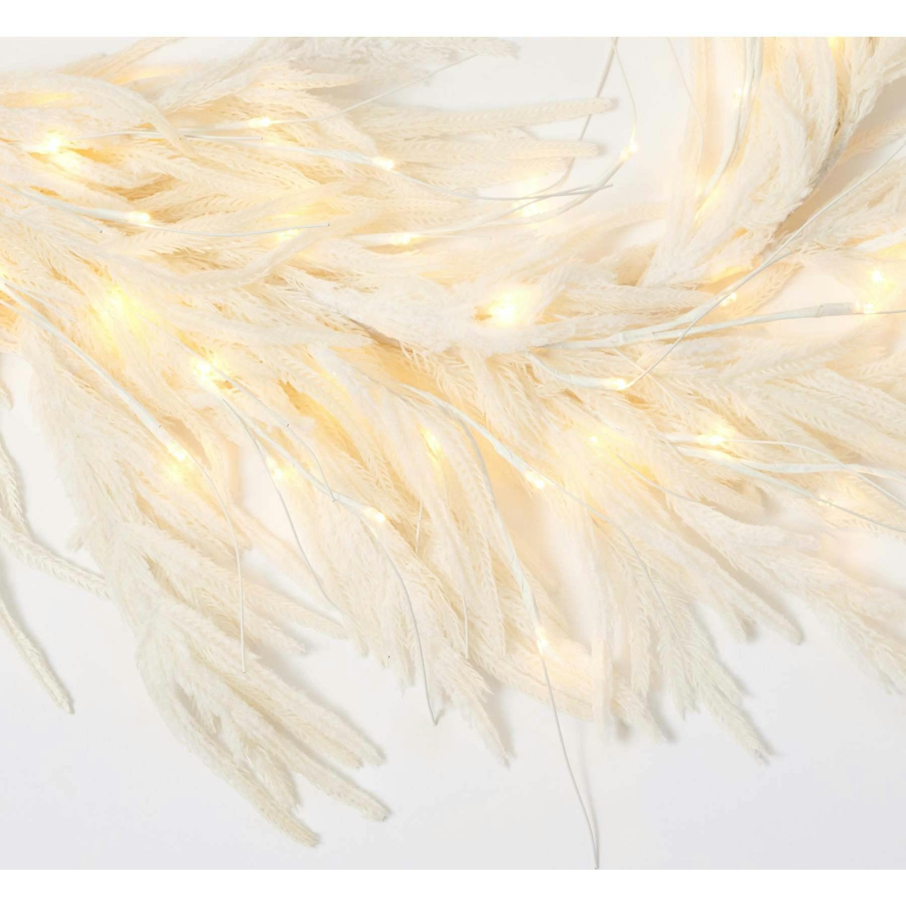 All Aglow - Pre-Lit White Norfolk Pine Christmas Mantel Garland Winter Table Runner