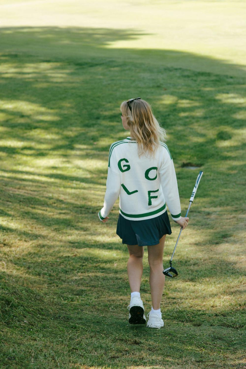 Emily Varsity Cardigan - Golf