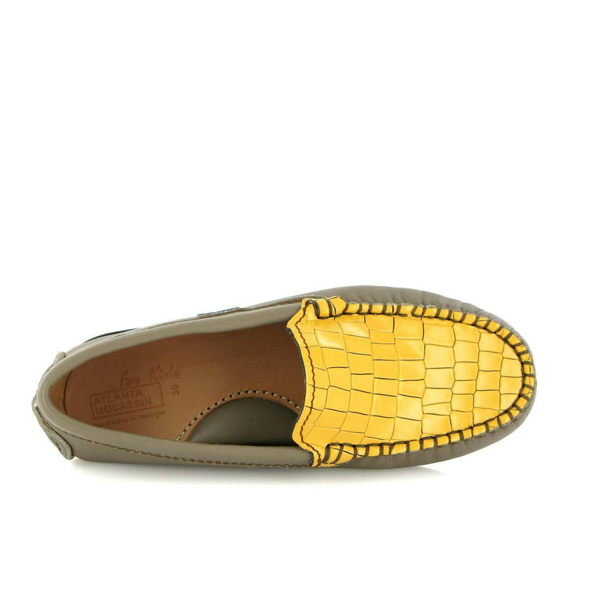 Plain Moccasins In Leather, Earth And Yellow