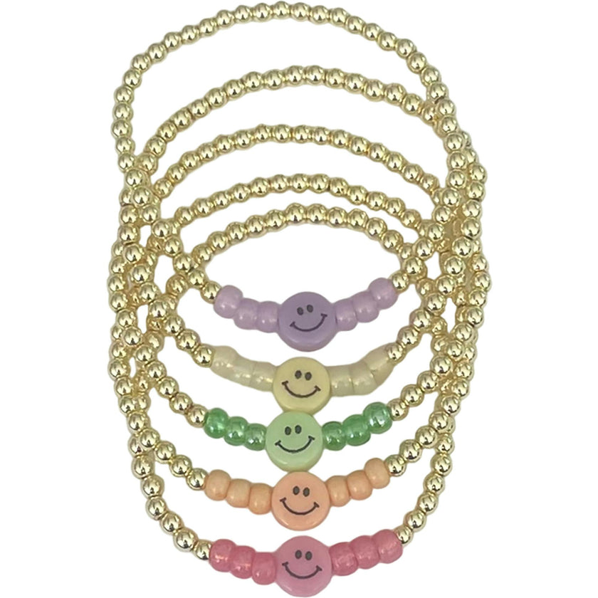 Smiley Gold Bracelets - Set of 5