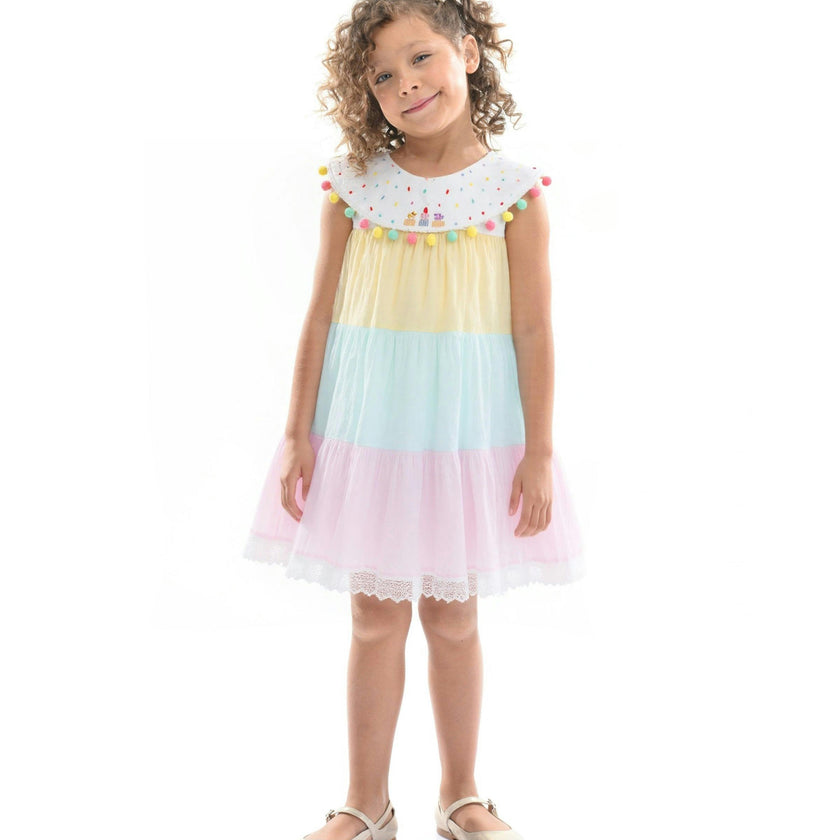 Pastel Nalinee Rainbow Pom‑Pom Dress