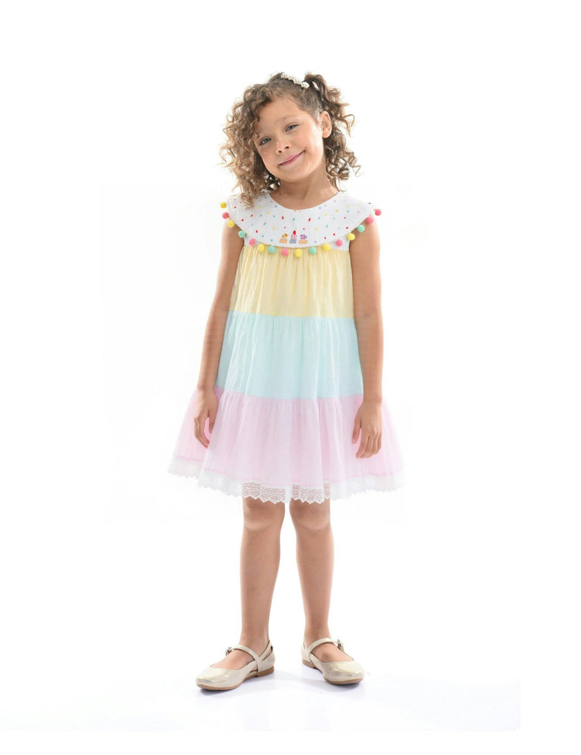 Pastel Nalinee Rainbow Pom‑Pom Dress