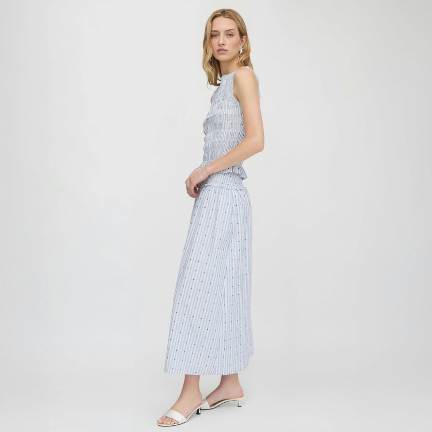 The Delphine Nap Skirt - Blue Swiss Dot