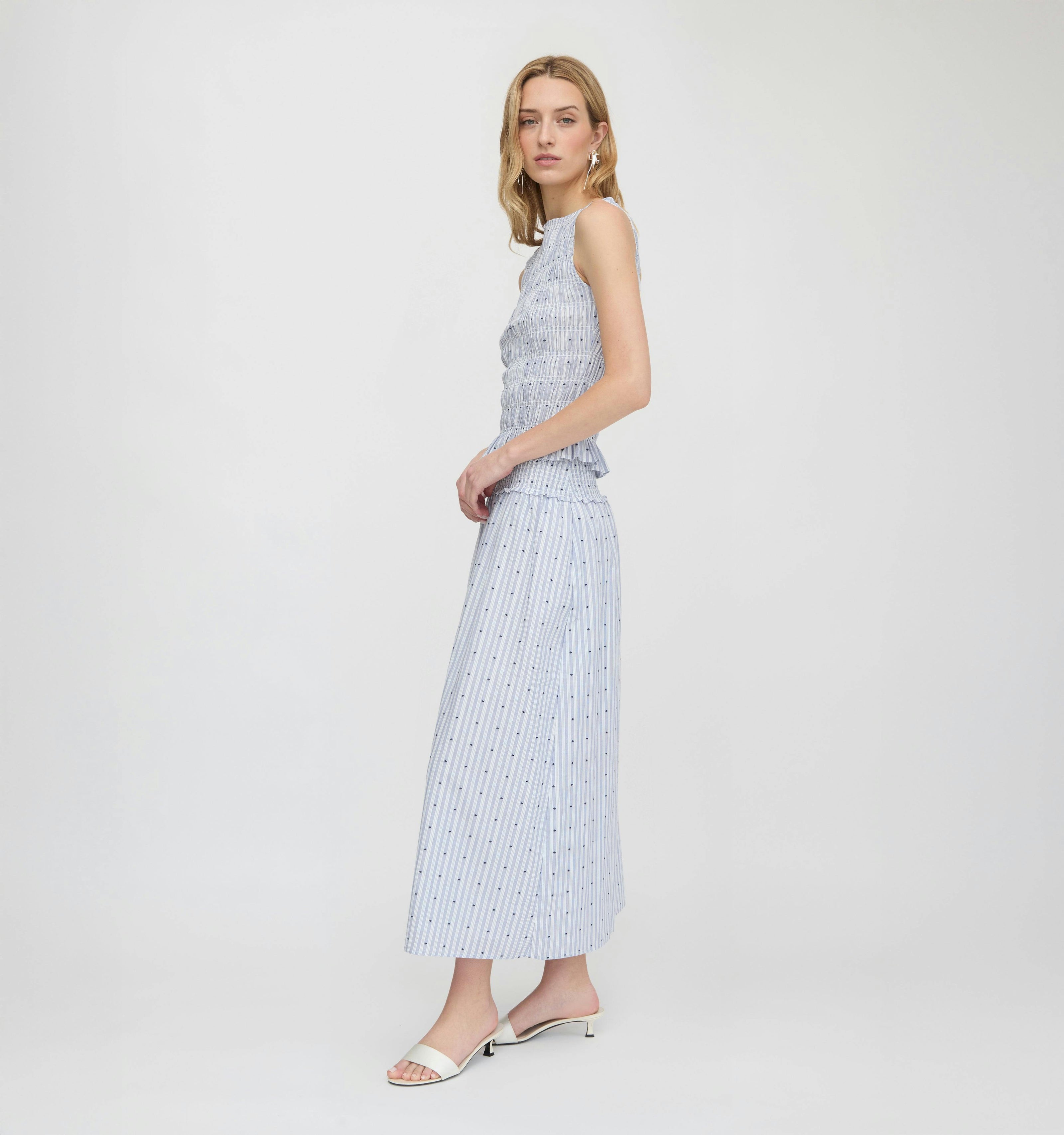 The Delphine Nap Skirt - Blue Swiss Dot