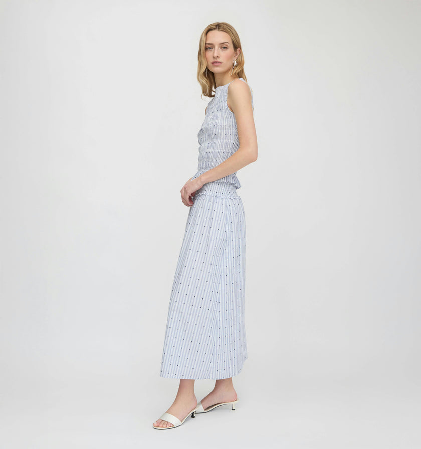 The Delphine Nap Skirt - Blue Swiss Dot