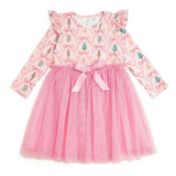 Nutcracker Trellis Christmas Long Sleeve Tutu Dress