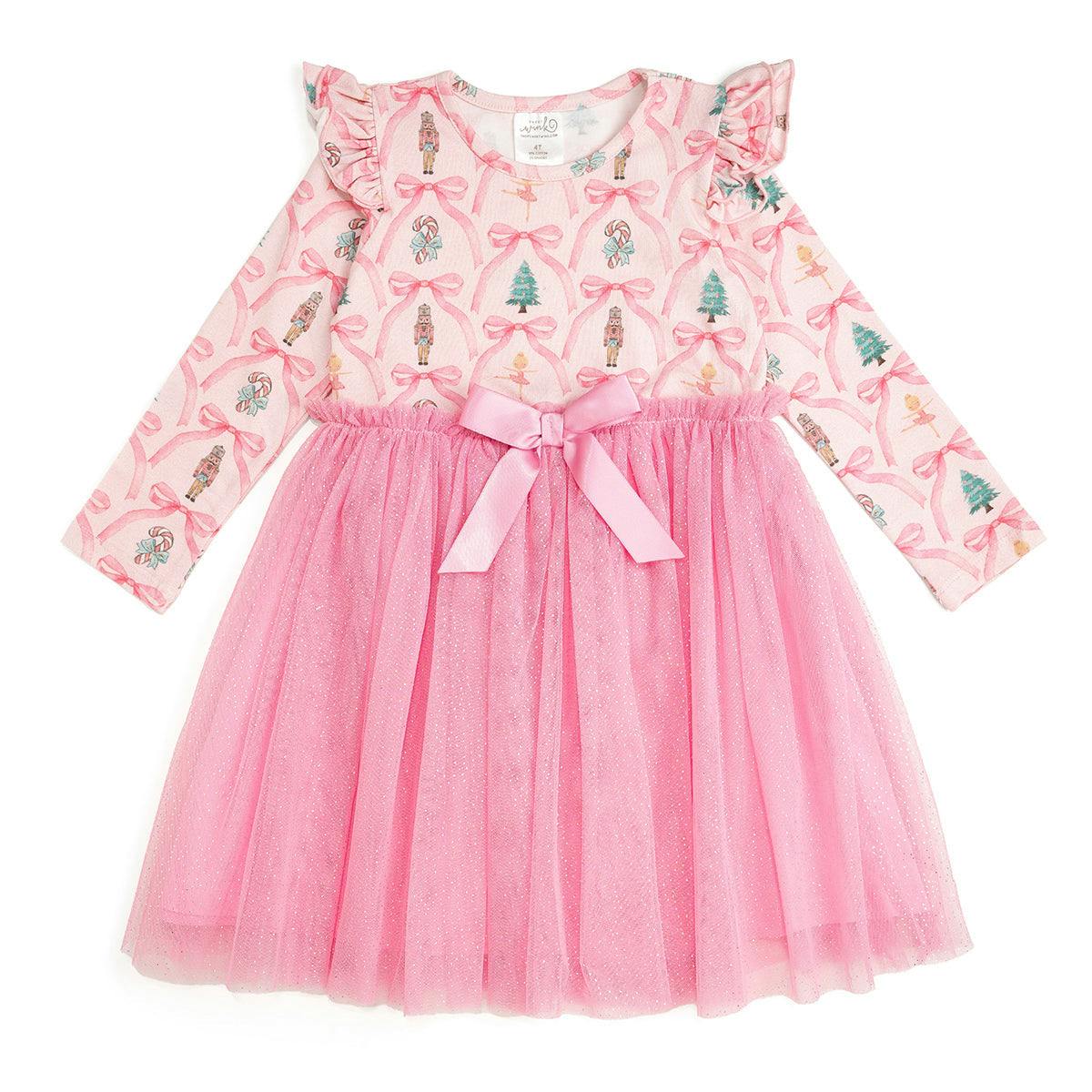Nutcracker Trellis Christmas Long Sleeve Tutu Dress