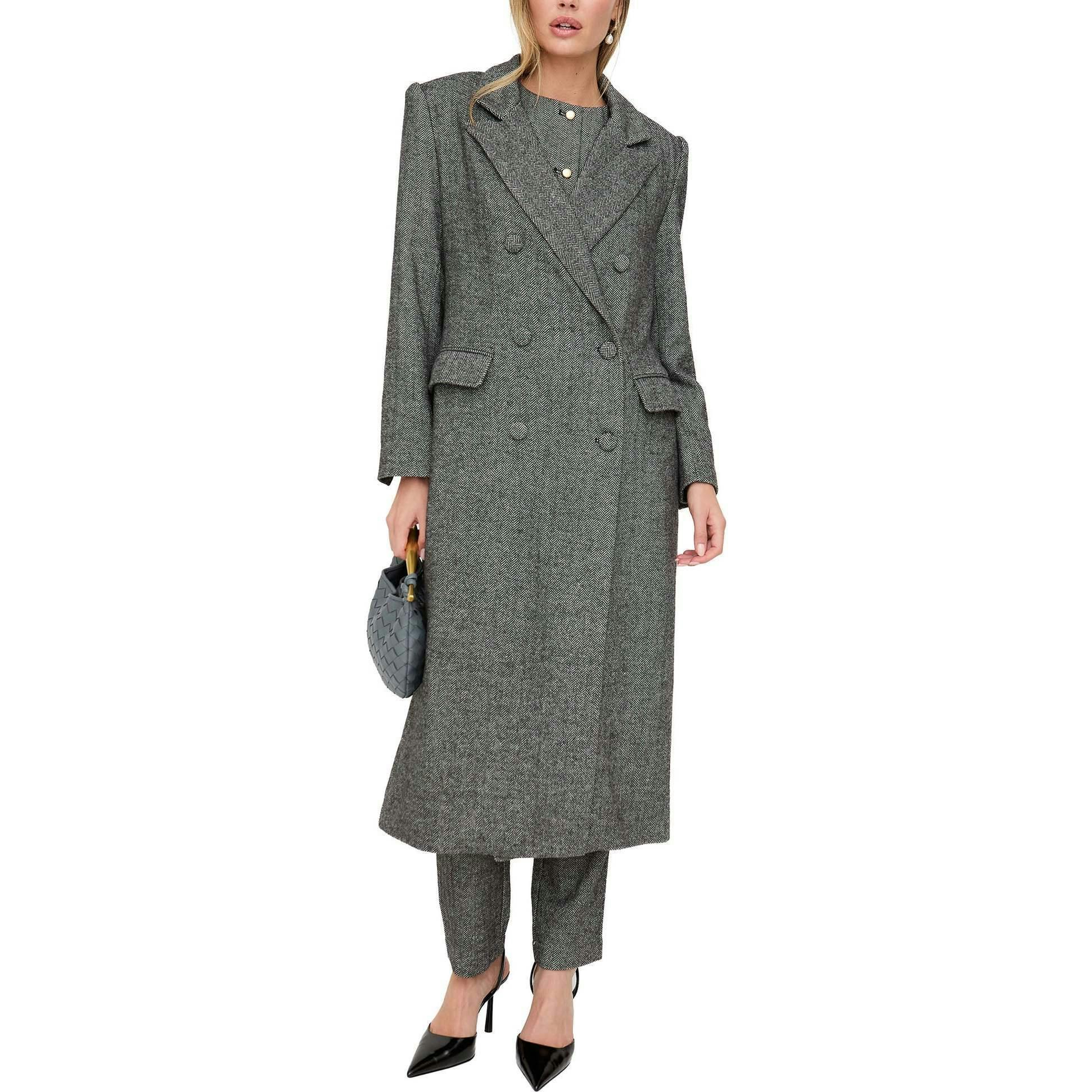 Jakki Tailored Herringbone Print Coat