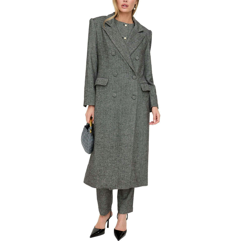 Jakki Tailored Herringbone Print Coat