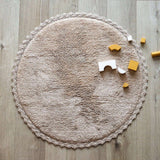 Perla Hand-Tufted Crochet Lace Trim Round Rug