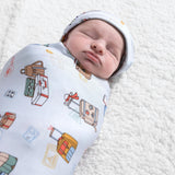 Vintage Suitcases Bamboo Swaddle & Beanie Set