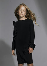 Ruffle Neck Long Sleeve Dress
