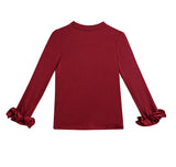 Red Top with Satin Ruffle Cuffs